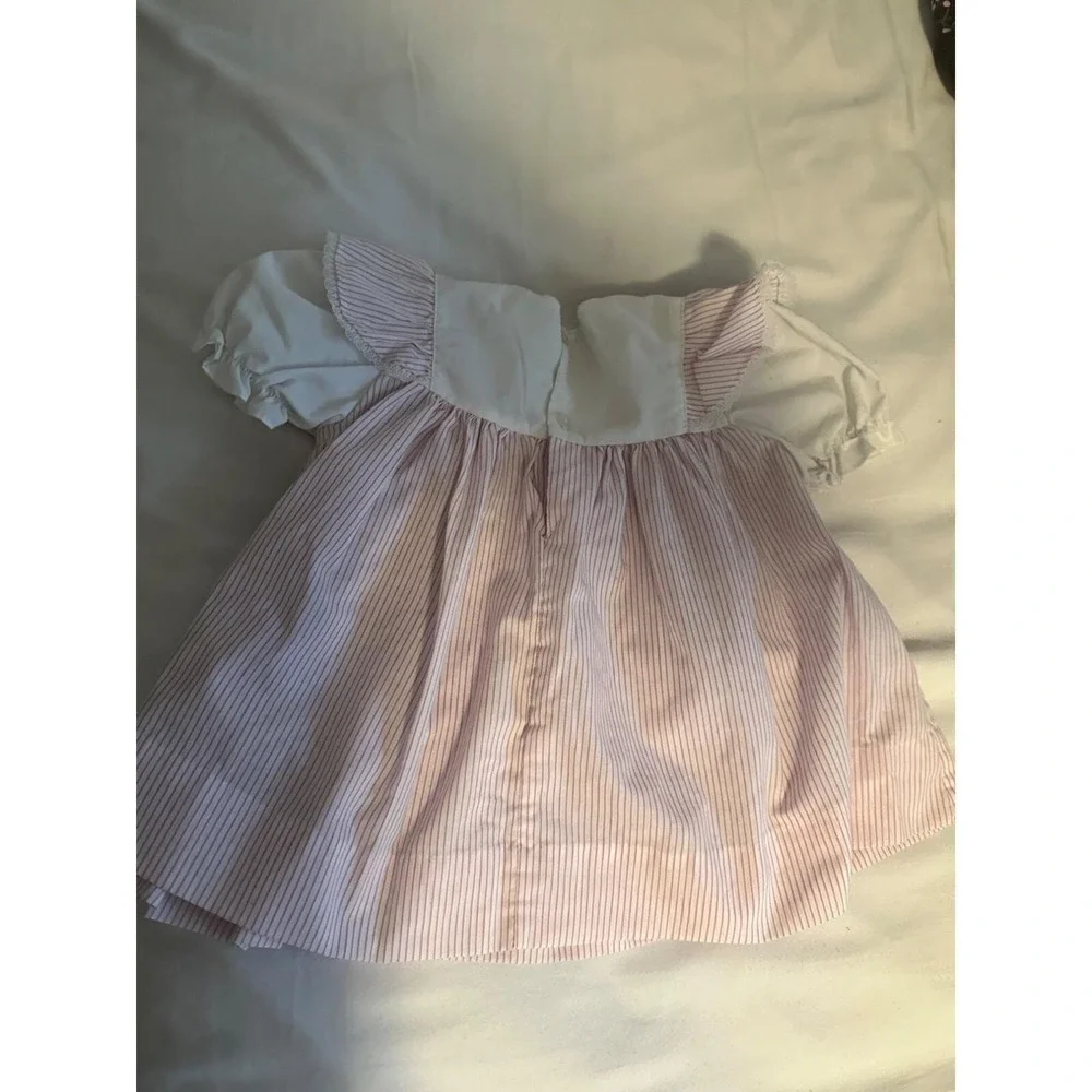 Baby girl‎ vintage pink and white striped dress 12M